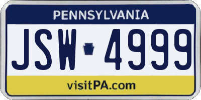 PA license plate JSW4999
