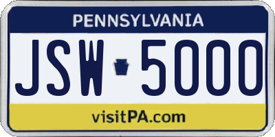 PA license plate JSW5000