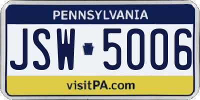PA license plate JSW5006