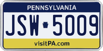 PA license plate JSW5009