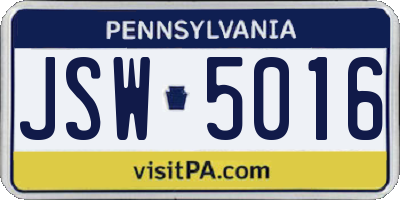 PA license plate JSW5016