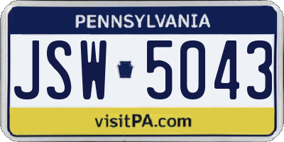 PA license plate JSW5043