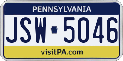 PA license plate JSW5046