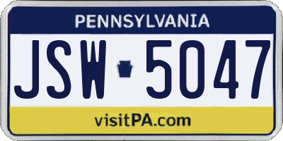PA license plate JSW5047