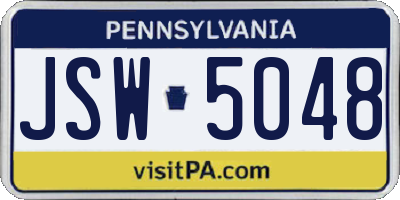 PA license plate JSW5048
