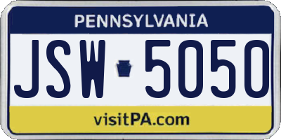 PA license plate JSW5050