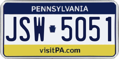 PA license plate JSW5051