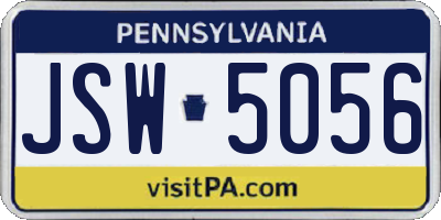 PA license plate JSW5056