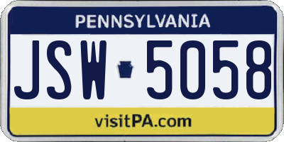 PA license plate JSW5058