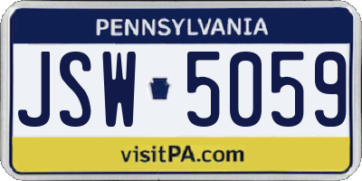 PA license plate JSW5059