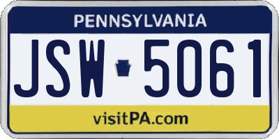 PA license plate JSW5061