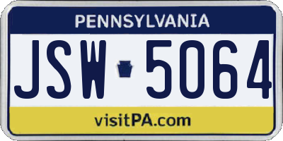PA license plate JSW5064