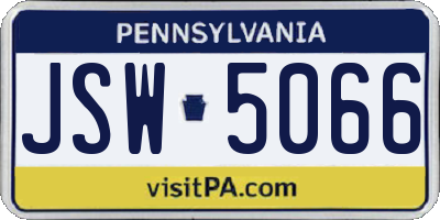 PA license plate JSW5066