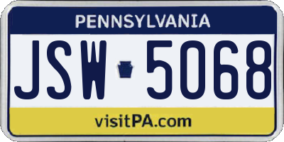 PA license plate JSW5068