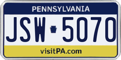 PA license plate JSW5070