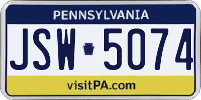 PA license plate JSW5074