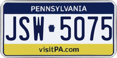 PA license plate JSW5075