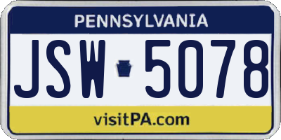 PA license plate JSW5078