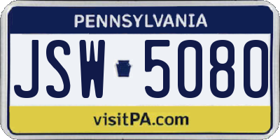 PA license plate JSW5080