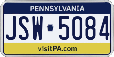 PA license plate JSW5084