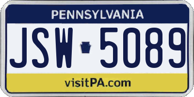 PA license plate JSW5089