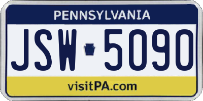 PA license plate JSW5090