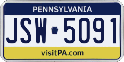 PA license plate JSW5091