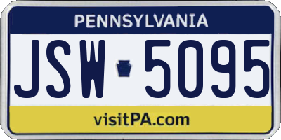 PA license plate JSW5095