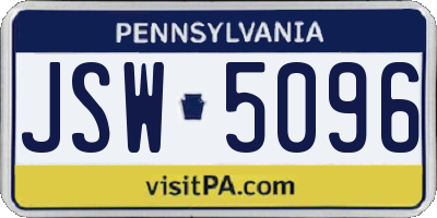 PA license plate JSW5096
