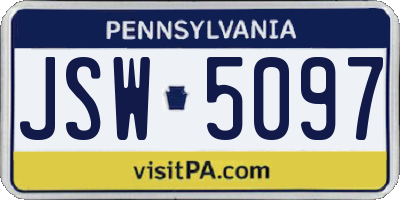 PA license plate JSW5097