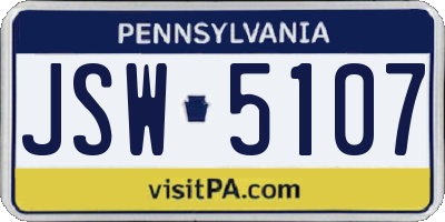 PA license plate JSW5107