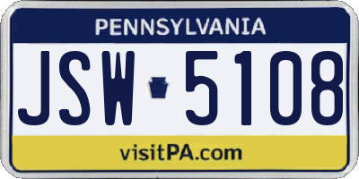 PA license plate JSW5108