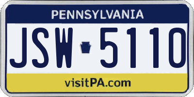 PA license plate JSW5110