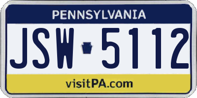 PA license plate JSW5112