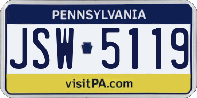 PA license plate JSW5119