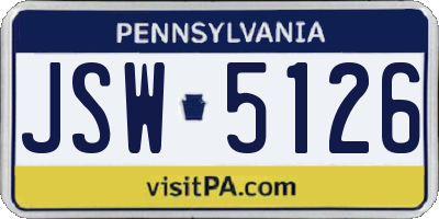 PA license plate JSW5126