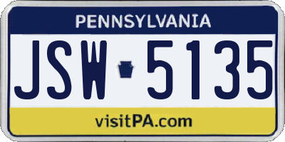 PA license plate JSW5135