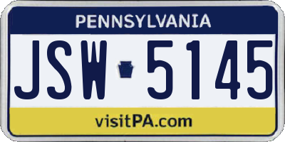 PA license plate JSW5145