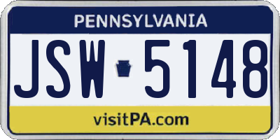 PA license plate JSW5148