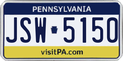 PA license plate JSW5150