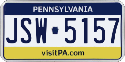 PA license plate JSW5157
