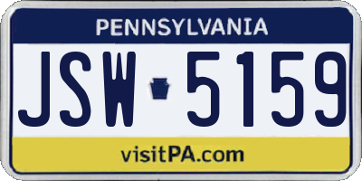 PA license plate JSW5159