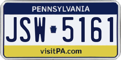 PA license plate JSW5161