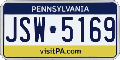 PA license plate JSW5169