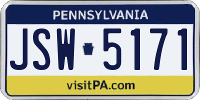 PA license plate JSW5171
