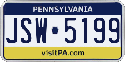 PA license plate JSW5199