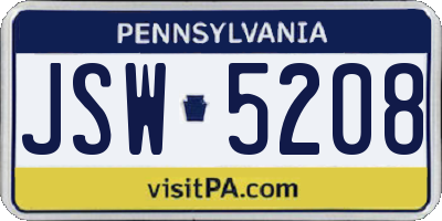 PA license plate JSW5208