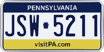 PA license plate JSW5211