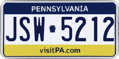 PA license plate JSW5212