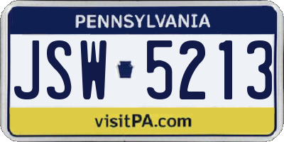 PA license plate JSW5213